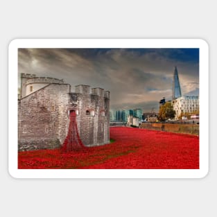 Tower of London Red Poppies Sticker